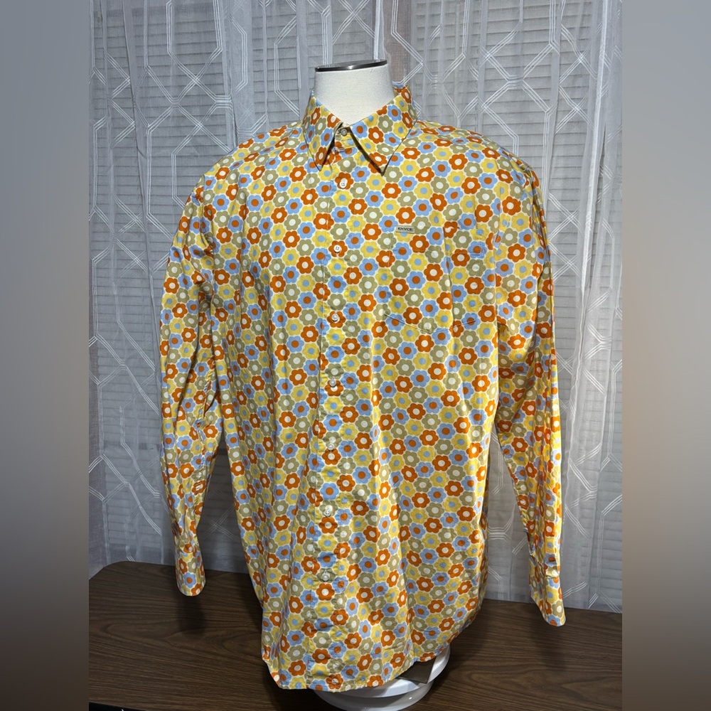 Enyce Vintage 1996 Sean Combs NWOT Long sleeve button flower Power Shirt 34”L